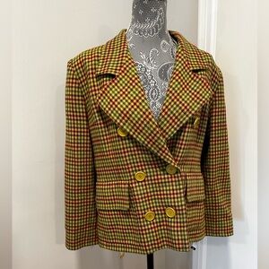 VTG 90’s GIVENCHY Couture Gold Silk Lurex Blazer. Size 44. Mustard Yellow.